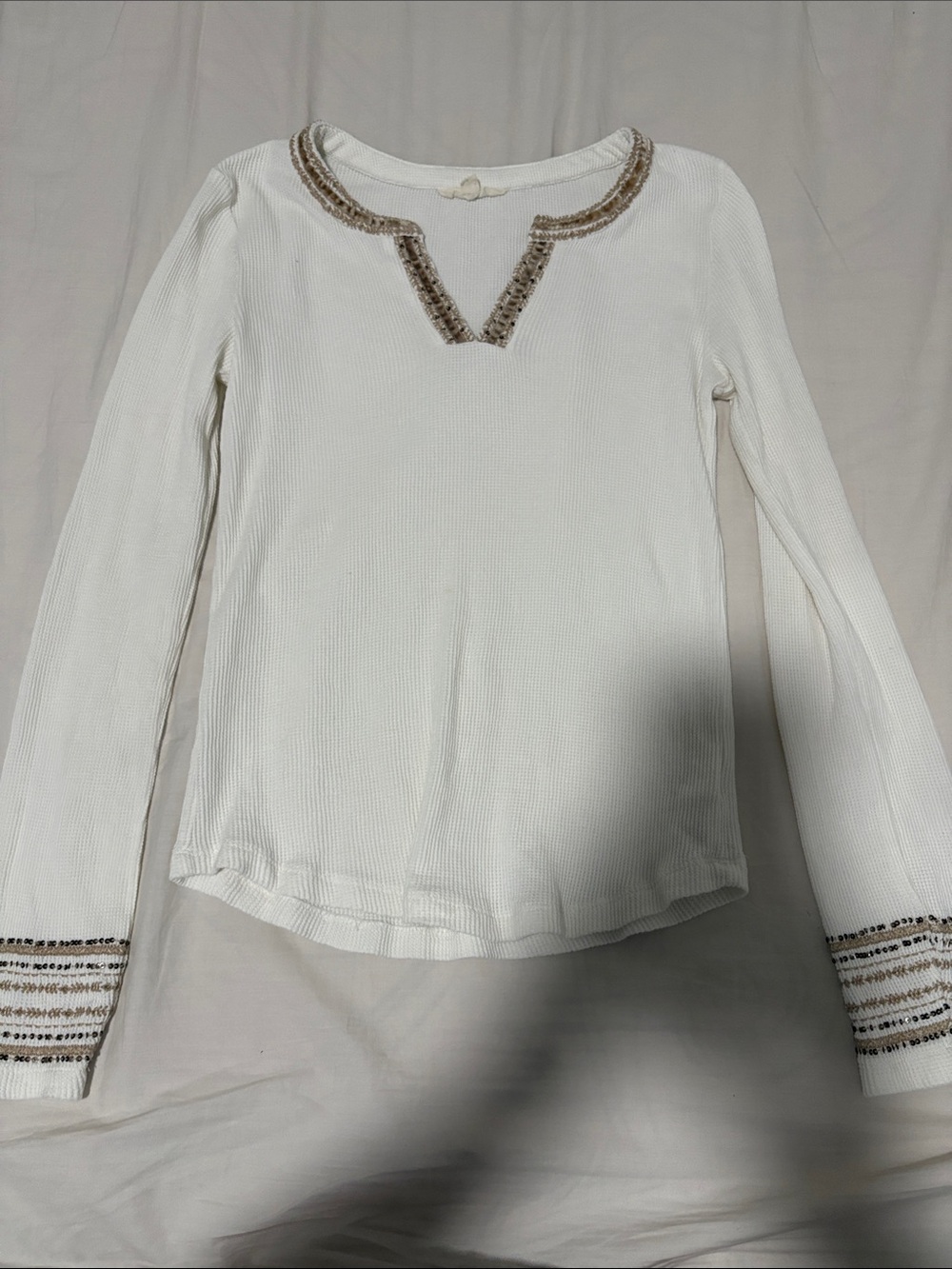 Lucky Brand Cream Waffle-Knit Top